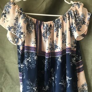 Patterned, Off-Shoulder Blouse